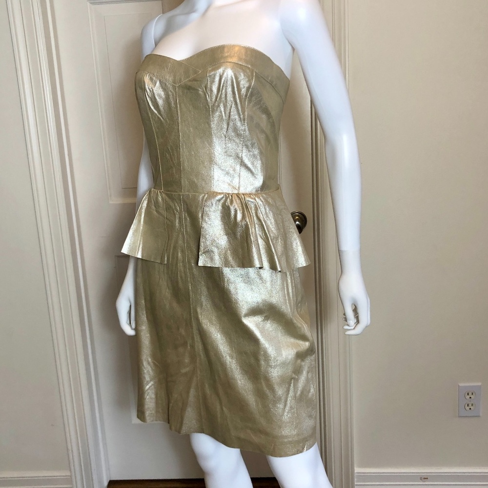 Rebecca Taylor leather strapless cocktail dress